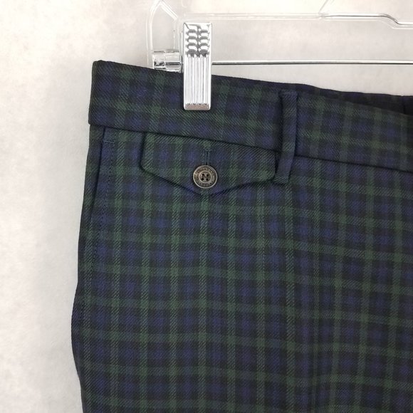 Burberry Men's 40 Soho Tartan Plaid Straight Leg Trousers Pants in Blue/Green - Picture 7 of 16